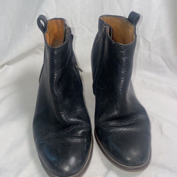 Madewell Billie Ankle Booties Heel 7 Black Leather Casual Zip Romania - Picture 2 of 11
